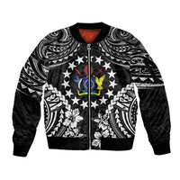 Cook Islands Ra o te Ui Ariki Est 1967 Sleeve Zip Bomber Jacket LT9 Unisex Black - Polynesian Pride