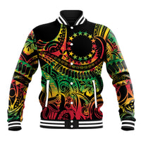 Cook Islands 15 Stars Baseball Jacket Kuki Airani Polynesian Tribal Wave Tattoo LT9 Unisex Reggae - Polynesian Pride