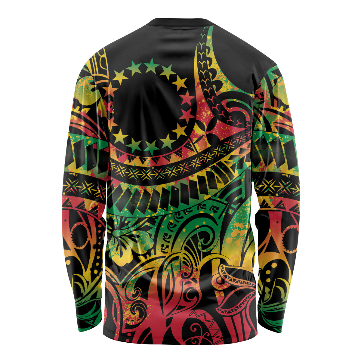 Cook Islands 15 Stars Long Sleeve Shirt Kuki Airani Polynesian Tribal Wave Tattoo LT9 - Polynesian Pride