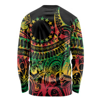 Cook Islands 15 Stars Long Sleeve Shirt Kuki Airani Polynesian Tribal Wave Tattoo LT9 - Polynesian Pride