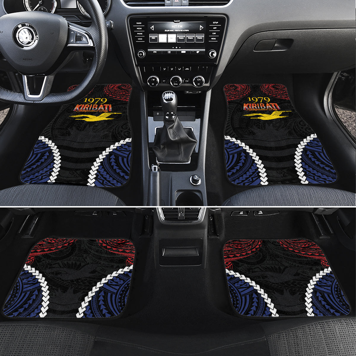Kiribati 45th Anniversary Independence Day Car Mats Since 1979 LT9 Set 4pcs Black - Polynesian Pride