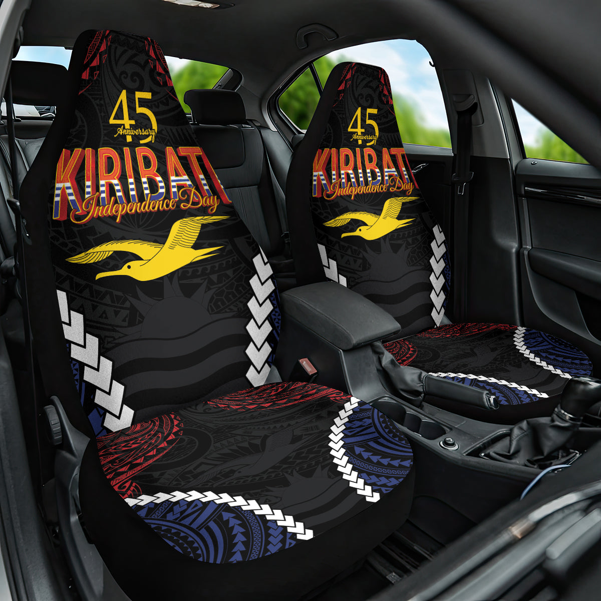 Kiribati 45th Anniversary Independence Day Car Seat Cover Since 1979 LT9 One Size Black - Polynesian Pride