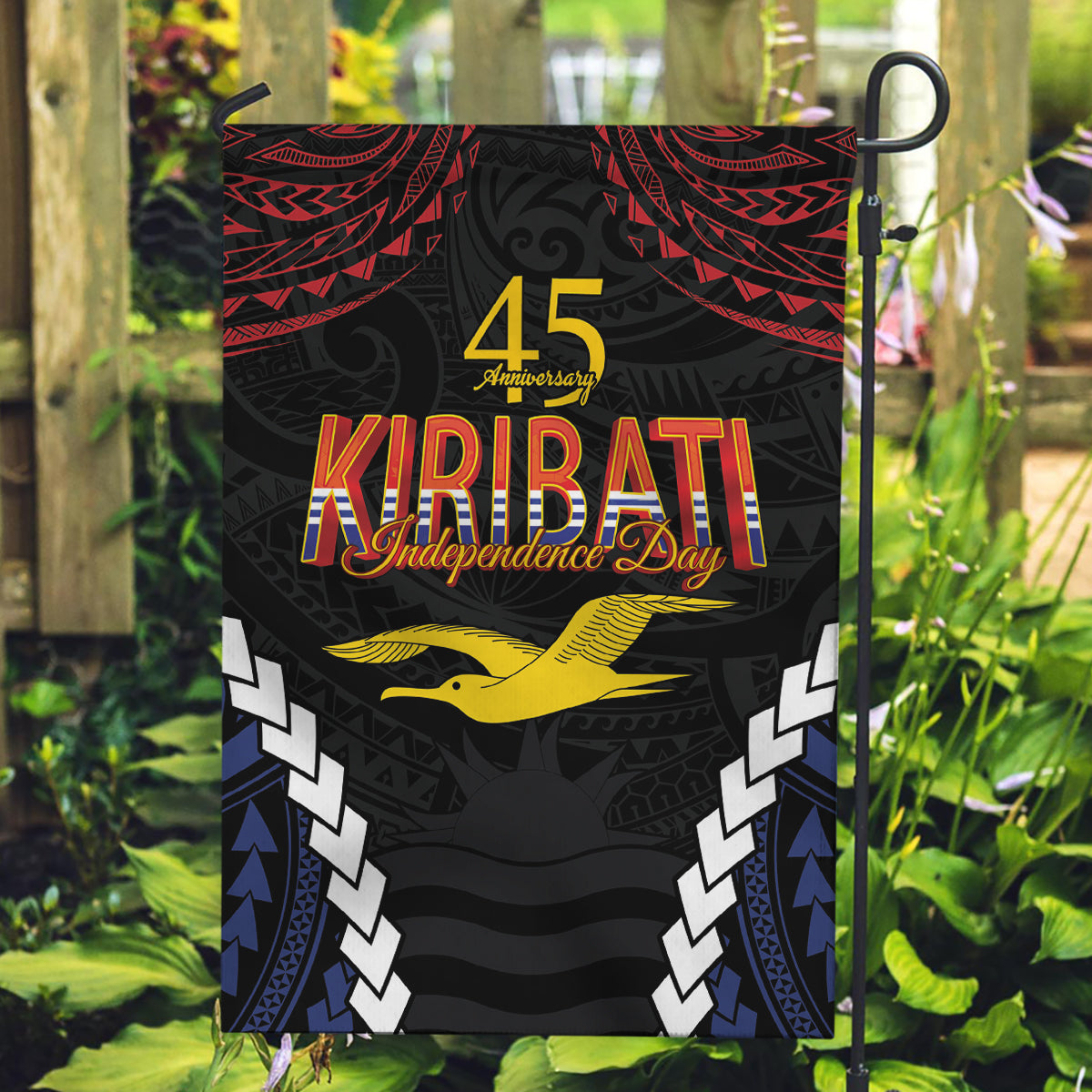 Kiribati 45th Anniversary Independence Day Garden Flag Since 1979 LT9 Garden Flag Black - Polynesian Pride