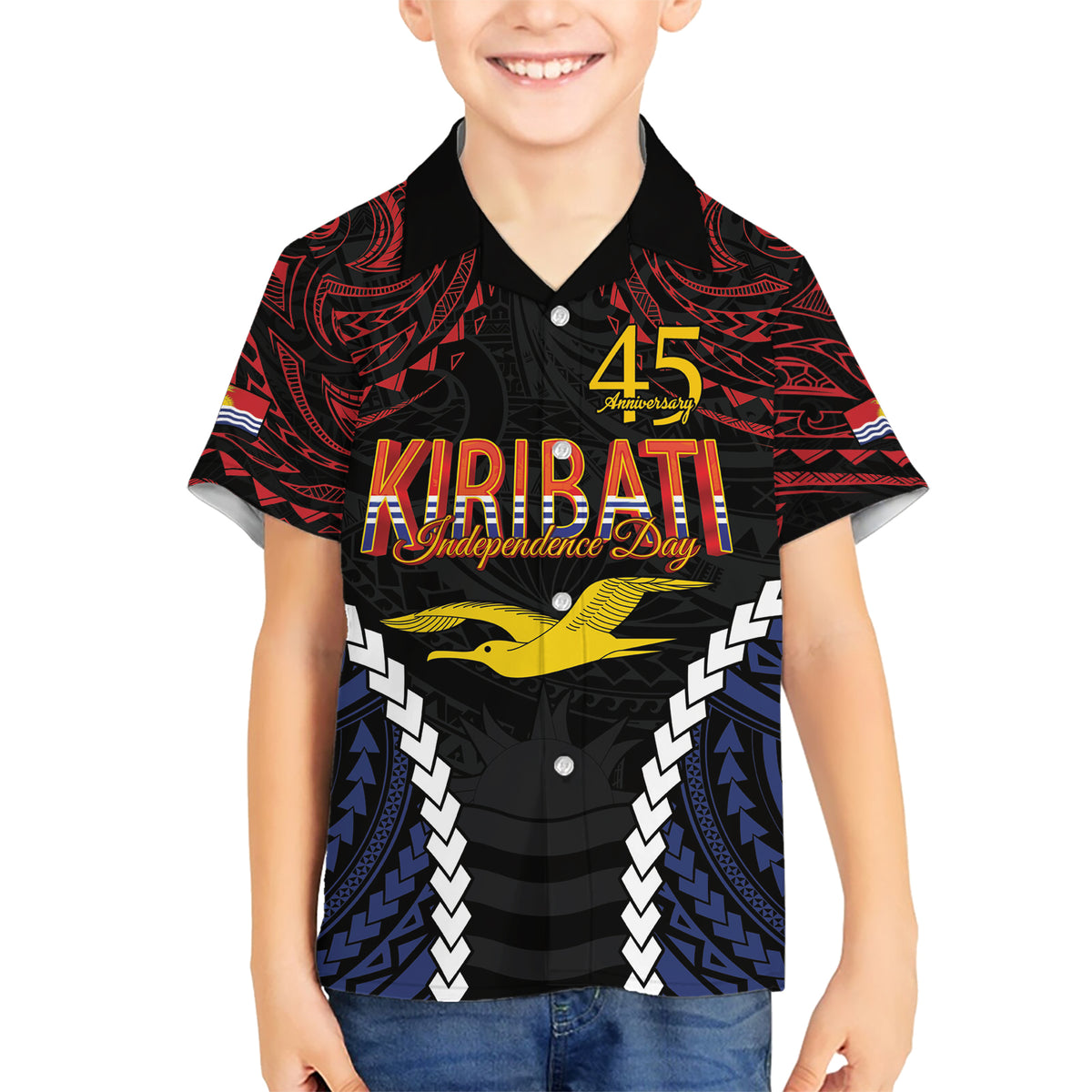 Kiribati 45th Anniversary Independence Day Kid Hawaiian Shirt Since 1979 LT9 Kid Black - Polynesian Pride