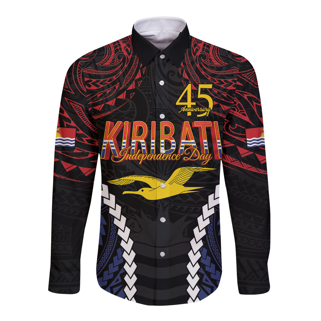 Kiribati 45th Anniversary Independence Day Long Sleeve Button Shirt Since 1979 LT9 Unisex Black - Polynesian Pride