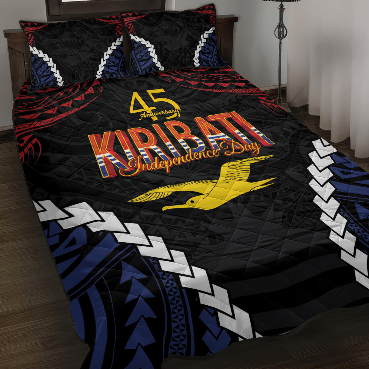 Kiribati 45th Anniversary Independence Day Quilt Bed Set Since 1979 LT9 Black - Polynesian Pride