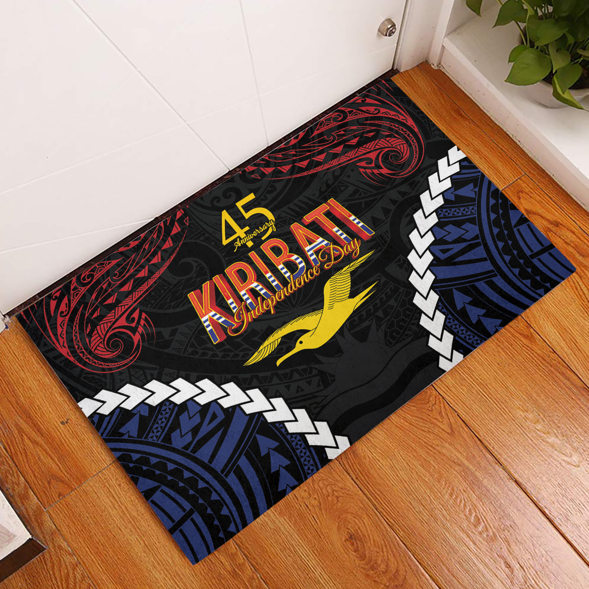 Kiribati 45th Anniversary Independence Day Rubber Doormat Since 1979 LT9 Black - Polynesian Pride