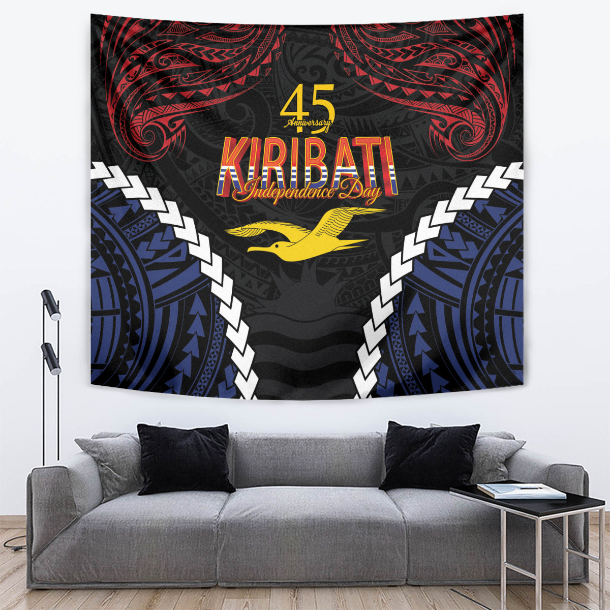 Kiribati 45th Anniversary Independence Day Tapestry Since 1979 LT9 Black - Polynesian Pride
