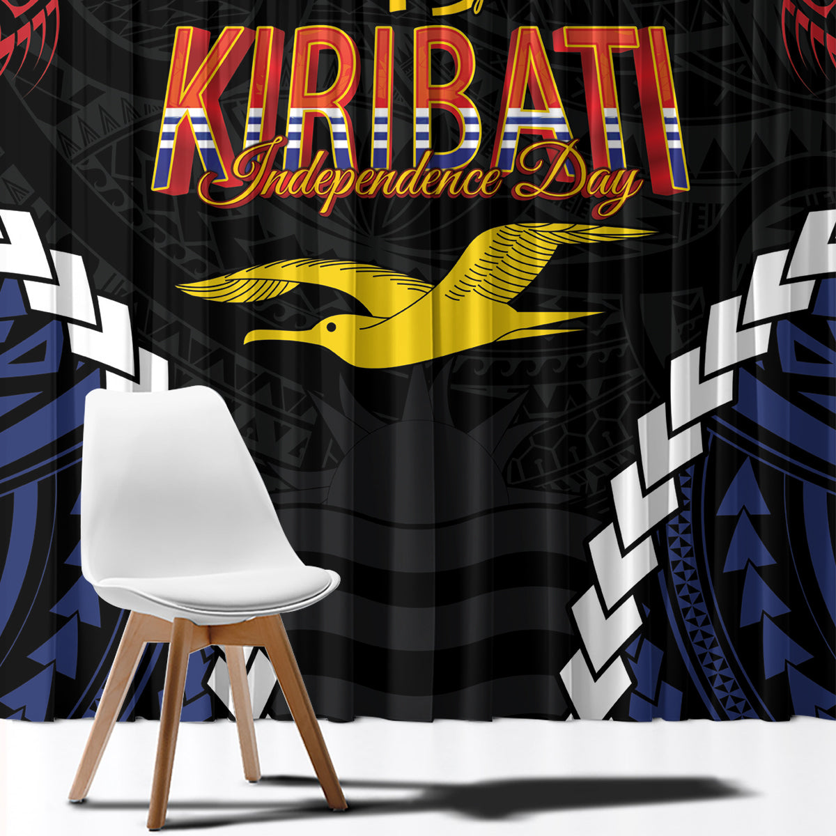 Kiribati 45th Anniversary Independence Day Window Curtain Since 1979 LT9 - Polynesian Pride