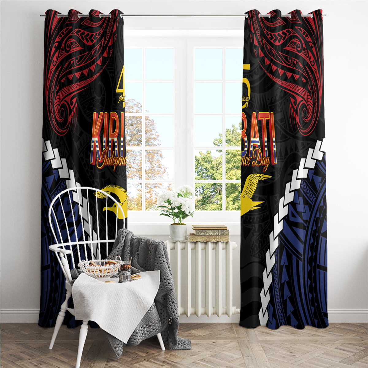 Kiribati 45th Anniversary Independence Day Window Curtain Since 1979 LT9 - Polynesian Pride