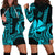 Custom King Kamehameha Day Hawaii Hoodie Dress Paradise of the Pacific Tribal Kakau - Aqua LT9 - Polynesian Pride