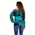 Custom King Kamehameha Day Hawaii Off Shoulder Sweater Paradise of the Pacific Tribal Kakau - Aqua LT9 - Polynesian Pride