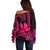 Custom King Kamehameha Day Hawaii Off Shoulder Sweater Paradise of the Pacific Tribal Kakau - Pink LT9 - Polynesian Pride