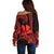 Custom King Kamehameha Day Hawaii Off Shoulder Sweater Paradise of the Pacific Tribal Kakau - Red LT9 - Polynesian Pride