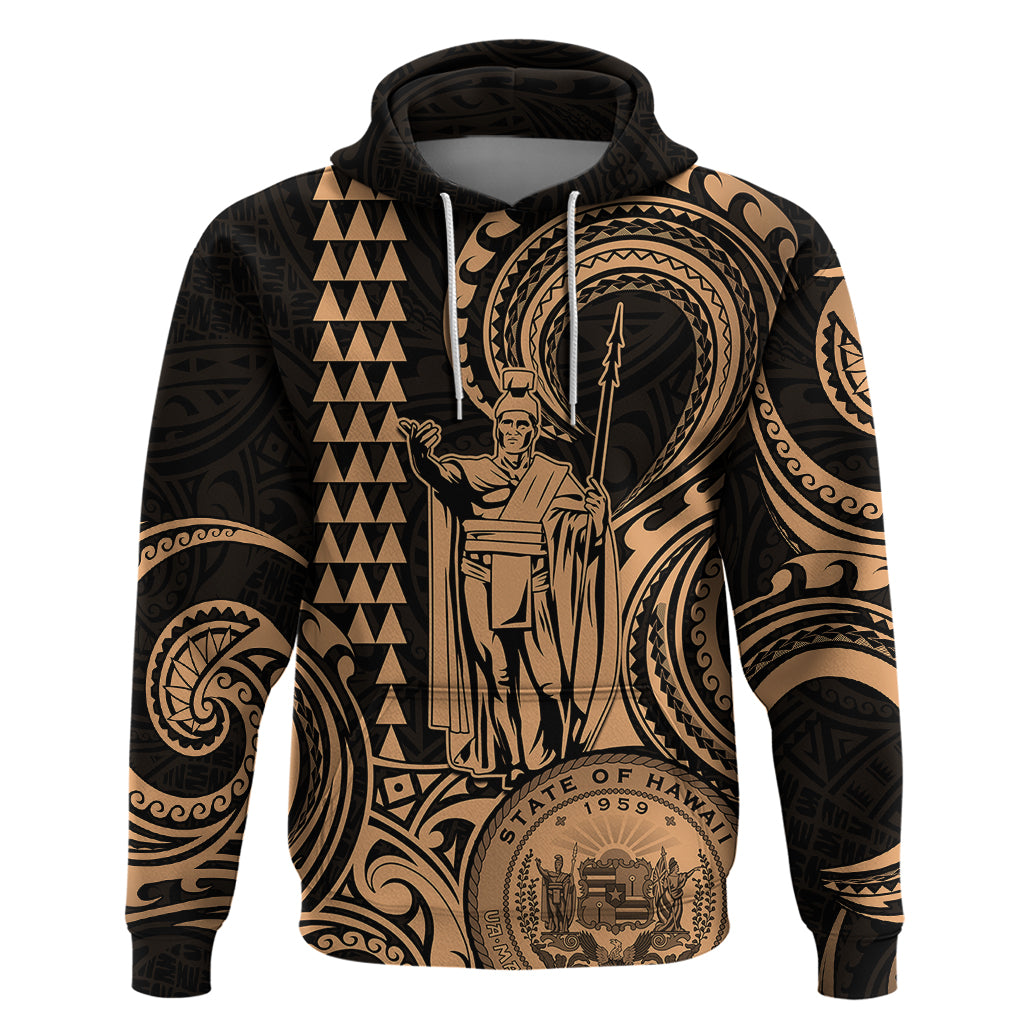 King Kamehameha Day Hawaii Hoodie Paradise of the Pacific Tribal Kakau with Kanaka Maoli Nude LT9 Nude - Polynesian Pride