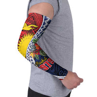 Flag of Kiribati Polynesian Pattern Arm Sleeves Est 1979 With Tropical Flowers LT9 - Polynesian Pride