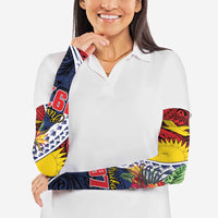 Flag of Kiribati Polynesian Pattern Arm Sleeves Est 1979 With Tropical Flowers LT9 - Polynesian Pride