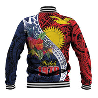 Flag of Kiribati Polynesian Pattern Baseball Jacket Est 1979 With Tropical Flowers LT9 - Polynesian Pride