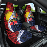 Flag of Kiribati Polynesian Pattern Car Seat Cover Est 1979 With Tropical Flowers LT9 One Size Red - Polynesian Pride