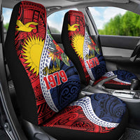 Flag of Kiribati Polynesian Pattern Car Seat Cover Est 1979 With Tropical Flowers LT9 - Polynesian Pride