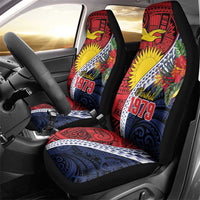 Flag of Kiribati Polynesian Pattern Car Seat Cover Est 1979 With Tropical Flowers LT9 - Polynesian Pride