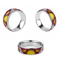 Flag of Kiribati Polynesian Pattern Classic Ring Est 1979 With Tropical Flowers LT9 - Polynesian Pride