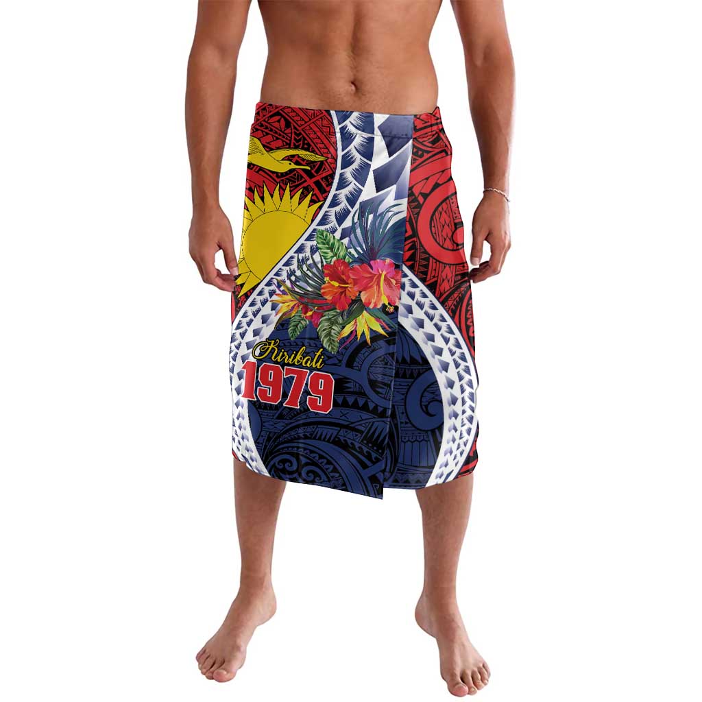 Flag of Kiribati Polynesian Pattern Lavalava Est 1979 With Tropical Flowers LT9 Red - Polynesian Pride