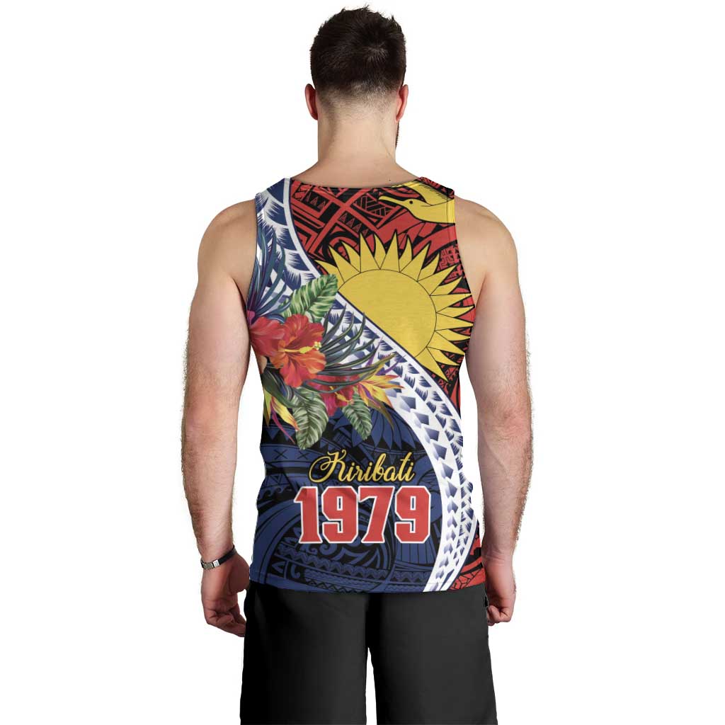 Flag of Kiribati Polynesian Pattern Men Tank Top Est 1979 With Tropical Flowers LT9 - Polynesian Pride