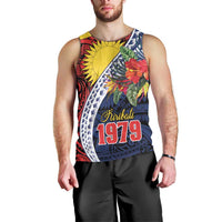 Flag of Kiribati Polynesian Pattern Men Tank Top Est 1979 With Tropical Flowers LT9 - Polynesian Pride
