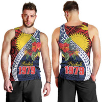 Flag of Kiribati Polynesian Pattern Men Tank Top Est 1979 With Tropical Flowers LT9 - Polynesian Pride