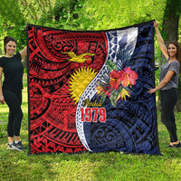 Flag of Kiribati Polynesian Pattern Quilt Est 1979 With Tropical Flowers LT9 - Polynesian Pride