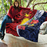 Flag of Kiribati Polynesian Pattern Quilt Est 1979 With Tropical Flowers LT9 - Polynesian Pride