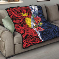 Flag of Kiribati Polynesian Pattern Quilt Est 1979 With Tropical Flowers LT9 - Polynesian Pride