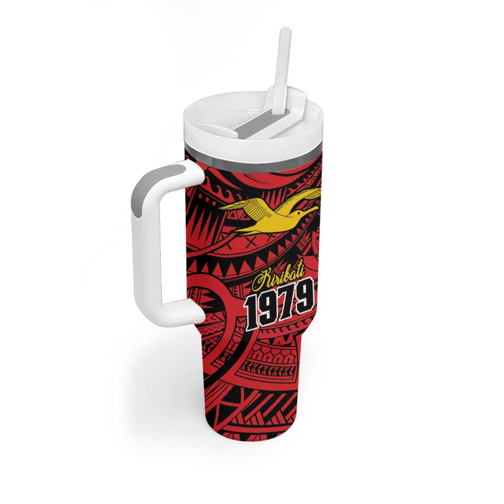 Flag of Kiribati Polynesian Pattern Tumbler With Handle Est 1979 With Tropical Flowers LT9 - Polynesian Pride