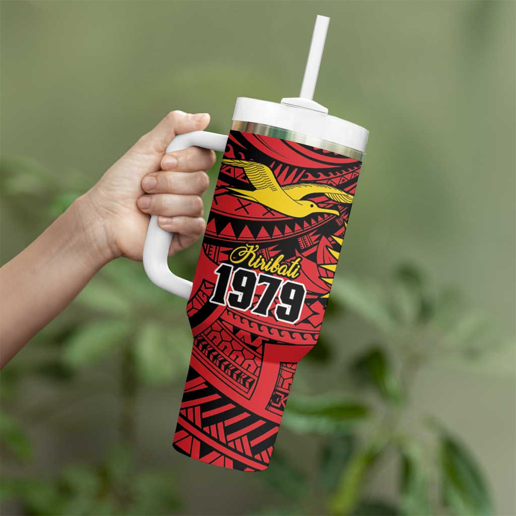 Flag of Kiribati Polynesian Pattern Tumbler With Handle Est 1979 With Tropical Flowers LT9 - Polynesian Pride