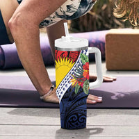 Flag of Kiribati Polynesian Pattern Tumbler With Handle Est 1979 With Tropical Flowers LT9 - Polynesian Pride