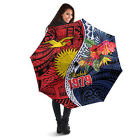 Flag of Kiribati Polynesian Pattern Umbrella Est 1979 With Tropical Flowers LT9 - Polynesian Pride