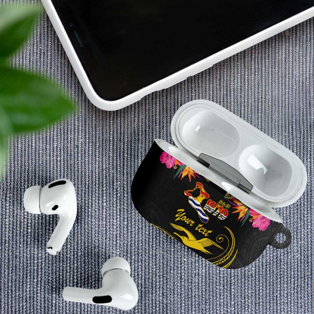 Kiribati Independence Day Personalised AirPods Case Gold Frigatebird with Polynesian Pattern LT9 - Polynesian Pride