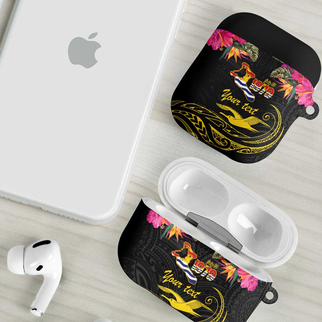 Kiribati Independence Day Personalised AirPods Case Gold Frigatebird with Polynesian Pattern LT9 - Polynesian Pride