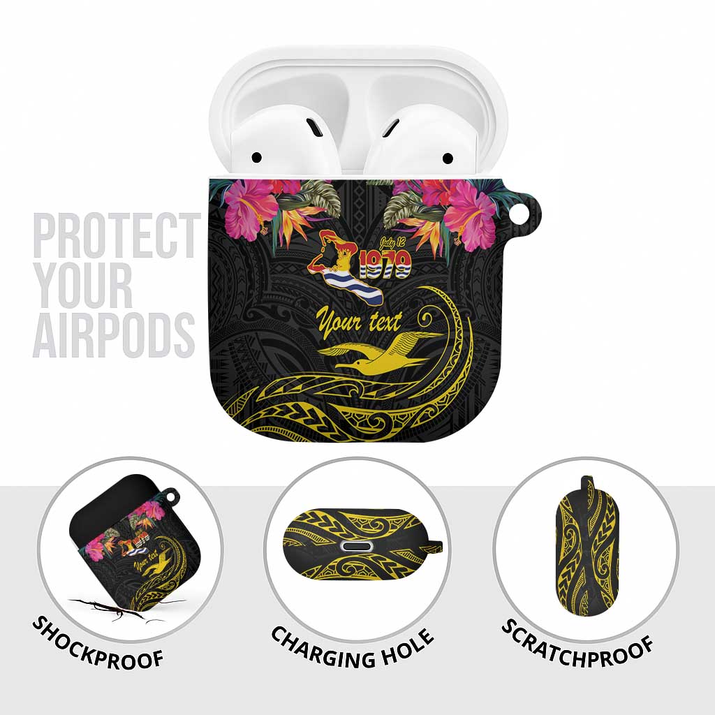 Kiribati Independence Day Personalised AirPods Case Gold Frigatebird with Polynesian Pattern LT9 - Polynesian Pride