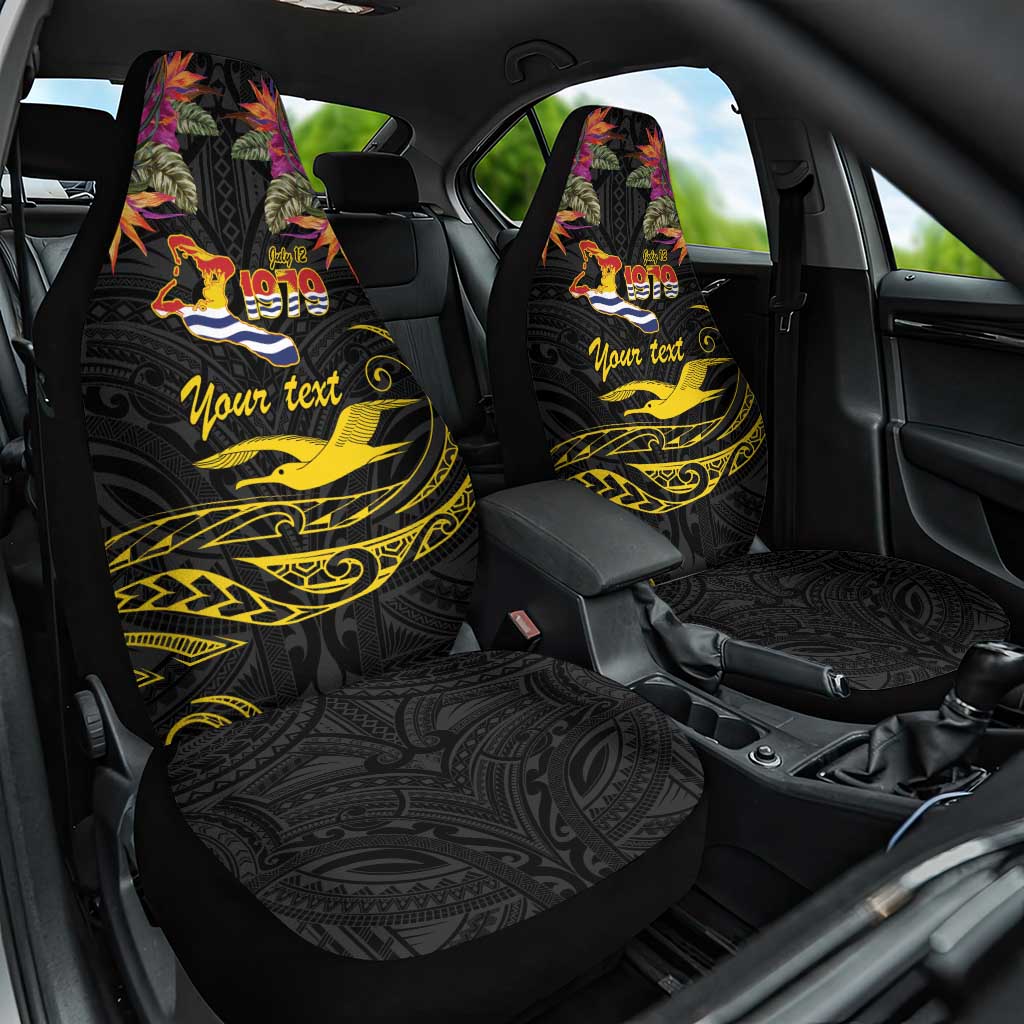 Kiribati Independence Day Personalised Car Seat Cover Gold Frigatebird with Polynesian Pattern LT9 One Size Black - Polynesian Pride