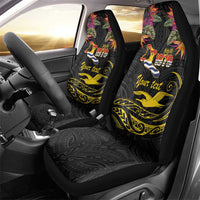 Kiribati Independence Day Personalised Car Seat Cover Gold Frigatebird with Polynesian Pattern LT9 - Polynesian Pride