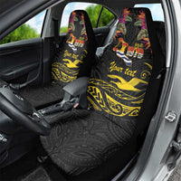 Kiribati Independence Day Personalised Car Seat Cover Gold Frigatebird with Polynesian Pattern LT9 - Polynesian Pride
