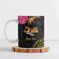 Kiribati Independence Day Personalised Ceramic Mug Gold Frigatebird with Polynesian Pattern LT9 Black - Polynesian Pride