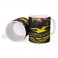 Kiribati Independence Day Personalised Ceramic Mug Gold Frigatebird with Polynesian Pattern LT9 - Polynesian Pride