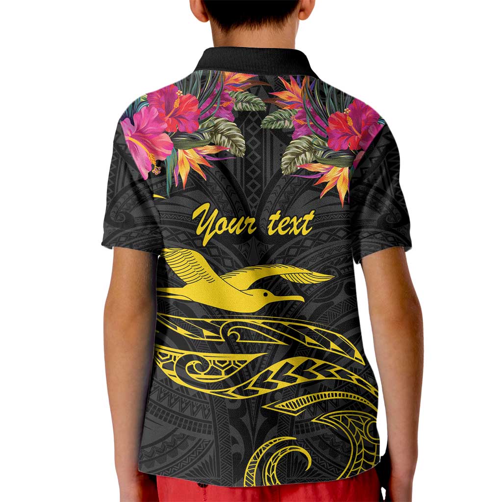Kiribati Independence Day Personalised Kid Polo Shirt Gold Frigatebird with Polynesian Pattern LT9 - Polynesian Pride