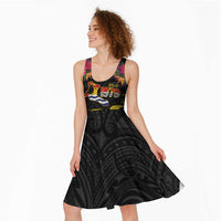 Kiribati Independence Day Personalised Midi Dress Gold Frigatebird with Polynesian Pattern LT9 - Polynesian Pride