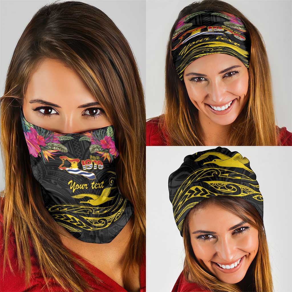 Kiribati Independence Day Personalised Neck Gaiter Gold Frigatebird with Polynesian Pattern LT9 - Polynesian Pride