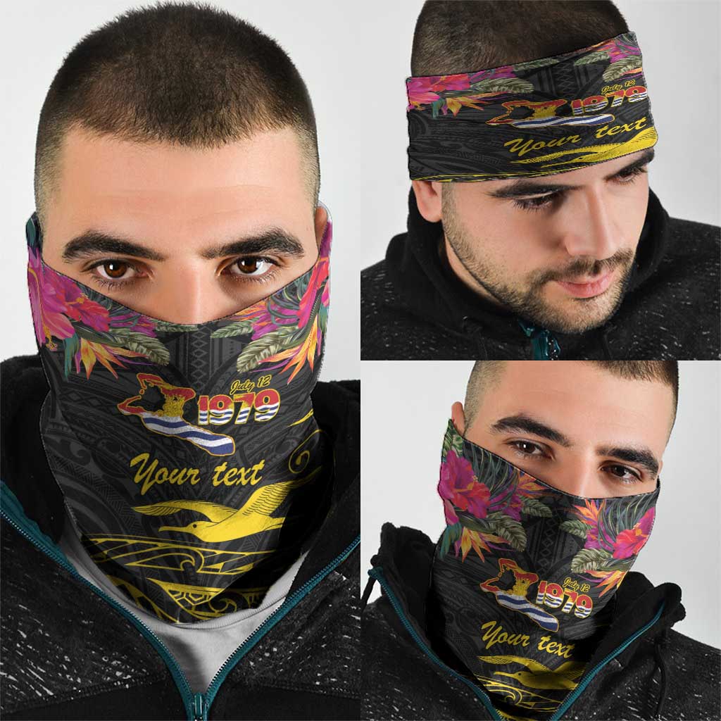 Kiribati Independence Day Personalised Neck Gaiter Gold Frigatebird with Polynesian Pattern LT9 - Polynesian Pride