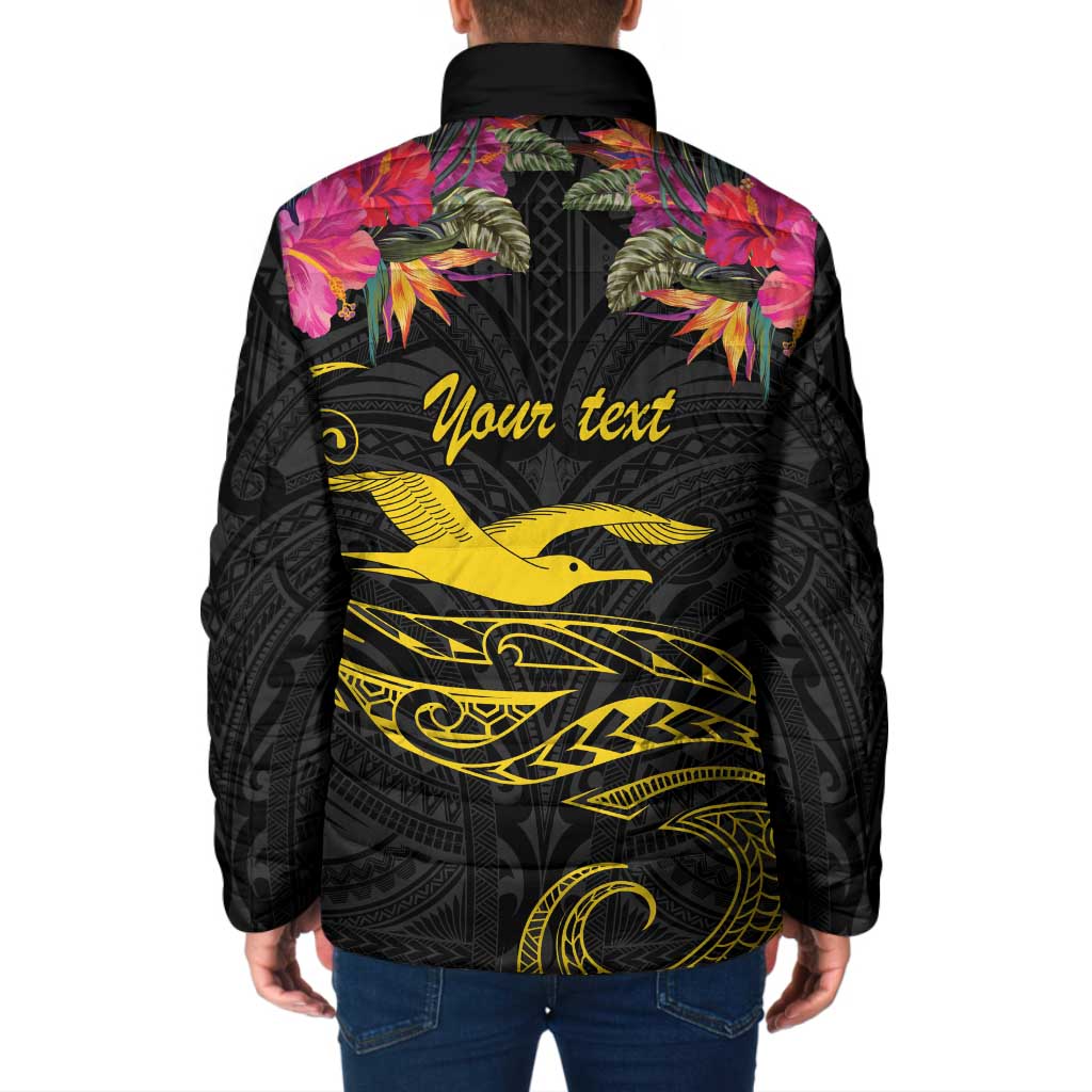 Kiribati Independence Day Personalised Padded Jacket Gold Frigatebird with Polynesian Pattern LT9 - Polynesian Pride
